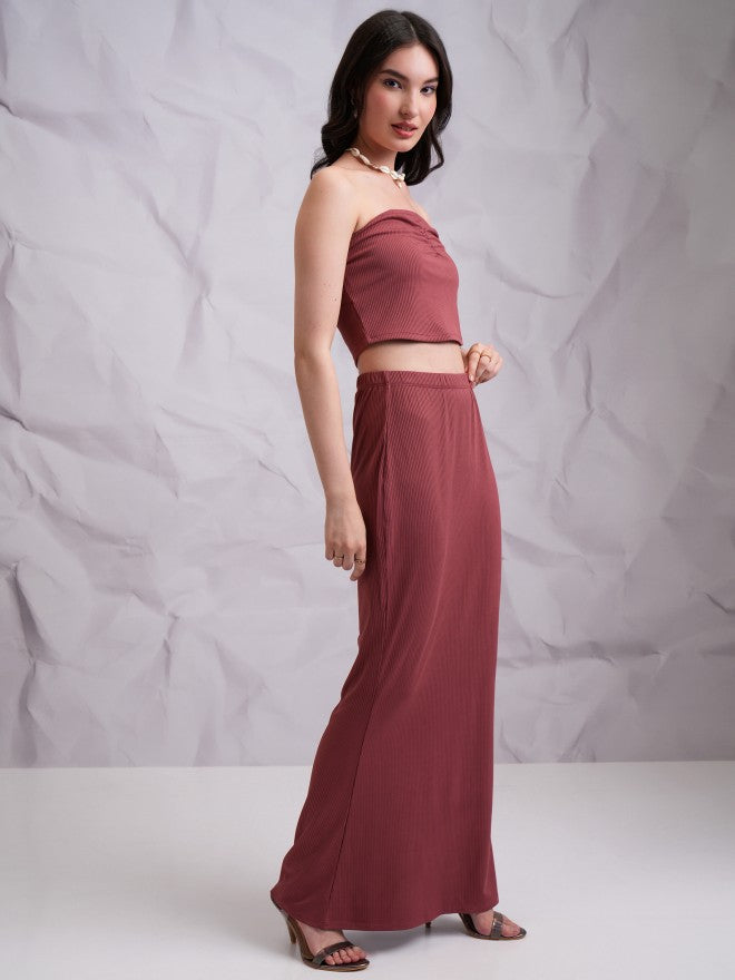 Tokyo Talkies Women Rose Top With Skirt - Rose - Image 4