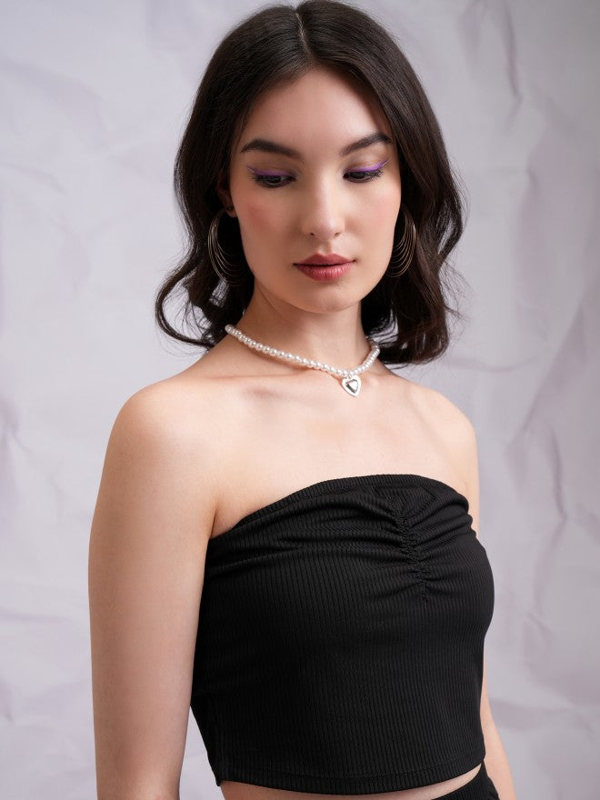 Tokyo Talkies Women Black Top With Skirt Co-Ords - Black - Image 2