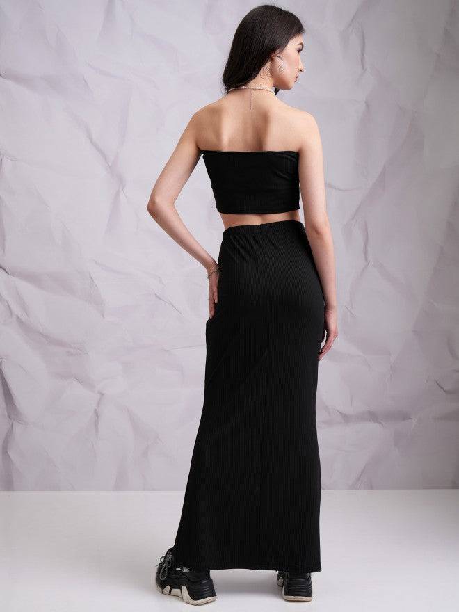 Tokyo Talkies Women Black Top With Skirt Co-Ords - Black - Image 3