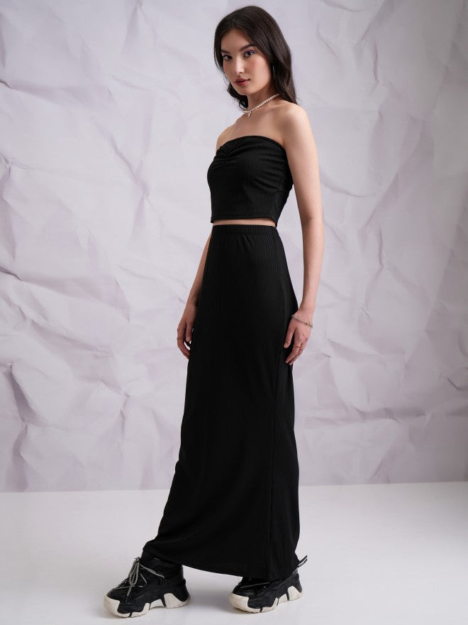 Tokyo Talkies Women Black Top With Skirt Co-Ords - Black - Image 4