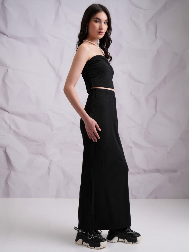 Tokyo Talkies Women Black Top With Skirt Co-Ords - Black - Image 6
