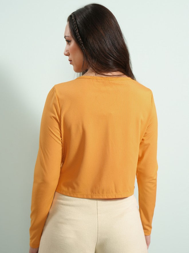 Tokyo Talkies Women Yellow Top With Cardigan - Yellow - Image 3