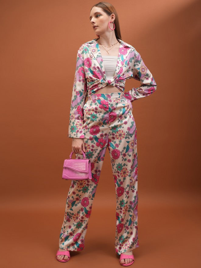 Women Coat With Trouser Co-Ords - Off White - Image 1