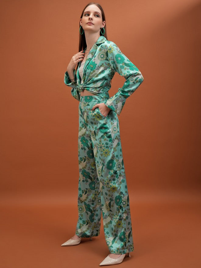 Tokyo Talkies Women Green Blazer With Trouser - Green - Image 2