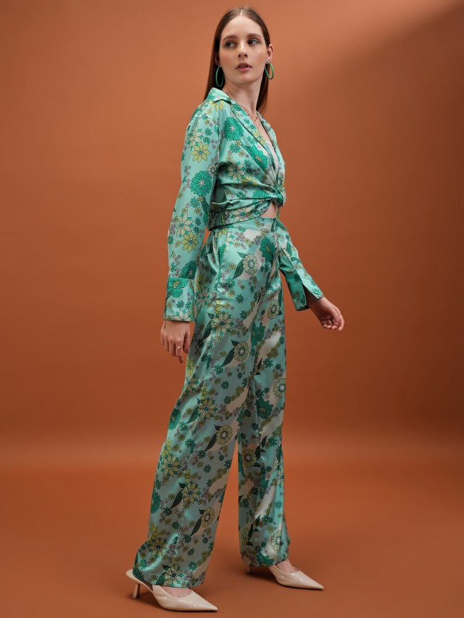 Tokyo Talkies Women Green Blazer With Trouser - Green - Image 4