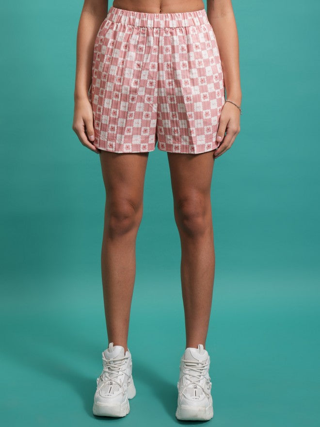 Tokyo Talkies Women Peach Shirt With Shorts Co-Ords - Peach - Image 8