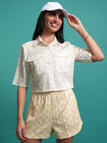 Tokyo Talkies Women Yellow Shirt With Shorts Co-Ords - Yellow - Image 1