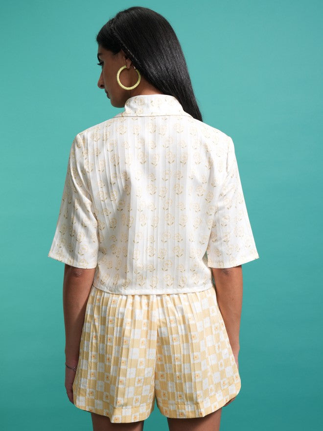 Tokyo Talkies Women Yellow Shirt With Shorts Co-Ords - Yellow - Image 3