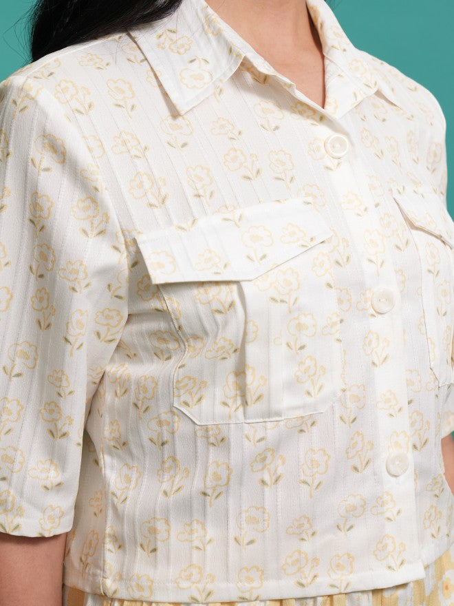 Tokyo Talkies Women Yellow Shirt With Shorts Co-Ords - Yellow - Image 5