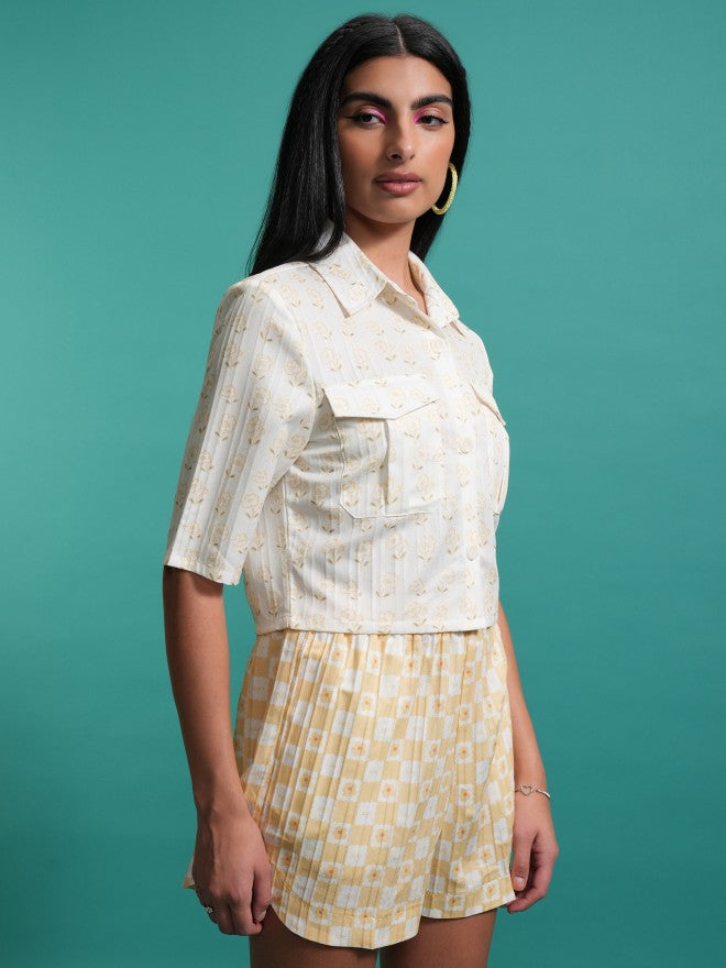Tokyo Talkies Women Yellow Shirt With Shorts Co-Ords - Yellow - Image 6