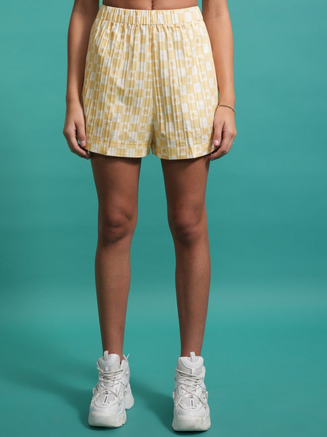 Tokyo Talkies Women Yellow Shirt With Shorts Co-Ords - Yellow - Image 8