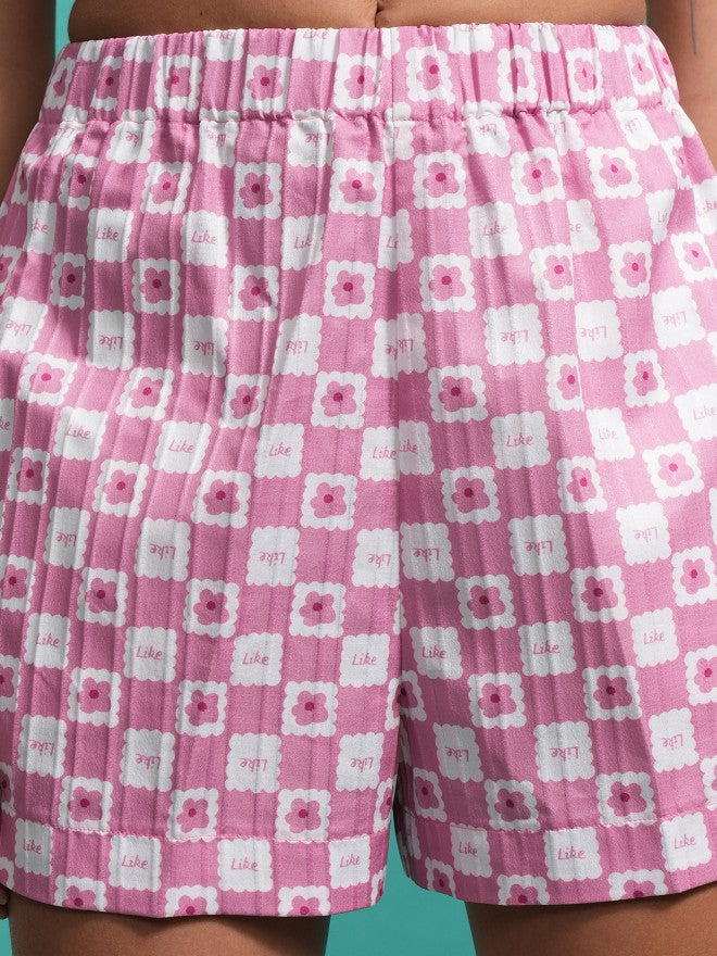 Tokyo Talkies Women Pink Shirt With Shorts Co-Ords - Pink - Image 7