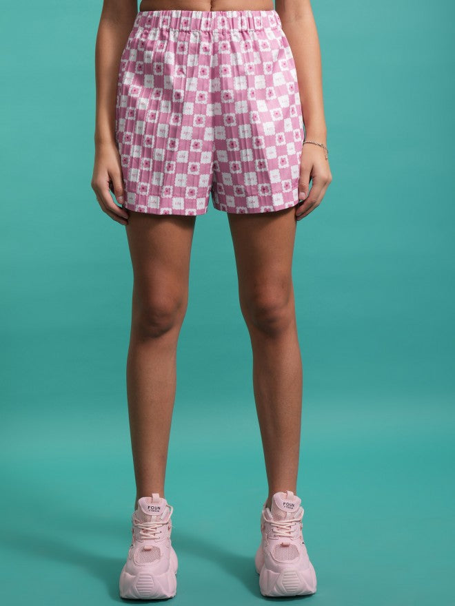 Tokyo Talkies Women Pink Shirt With Shorts Co-Ords - Pink - Image 8