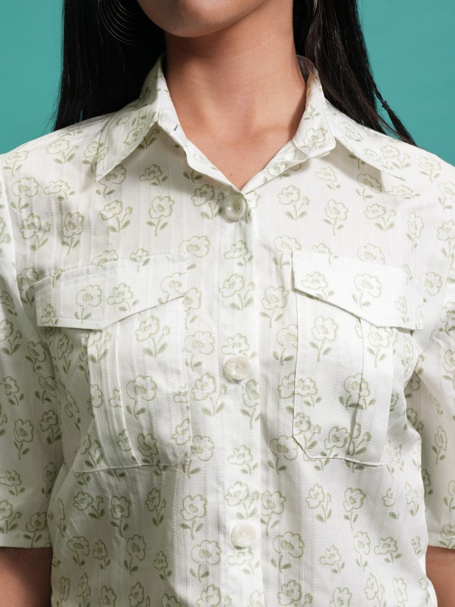 Tokyo Talkies Women Green Shirt With Shorts Co-Ords - Green - Image 5