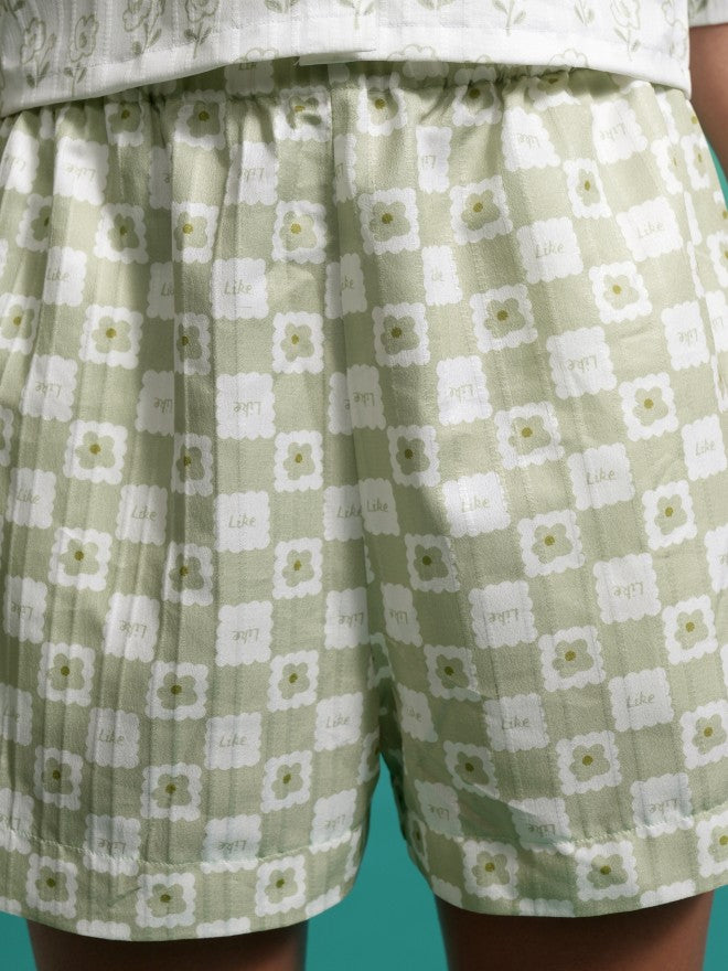 Tokyo Talkies Women Green Shirt With Shorts Co-Ords - Green - Image 7