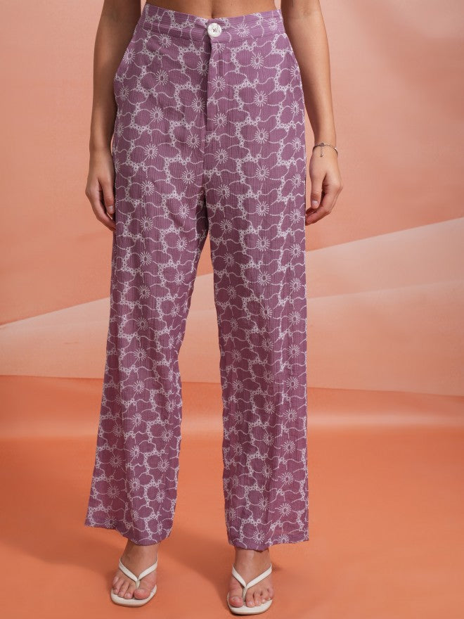 Tokyo Talkies Women Mauve Shirt With Trouser Co-Ords - Mauve - Image 7