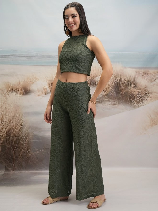 Tokyo Talkies Women Olive Top With Trouser - Olive - Image 2