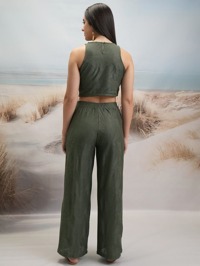 Tokyo Talkies Women Olive Top With Trouser - Olive - Image 3