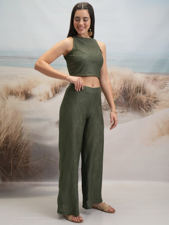 Tokyo Talkies Women Olive Top With Trouser - Olive - Image 4