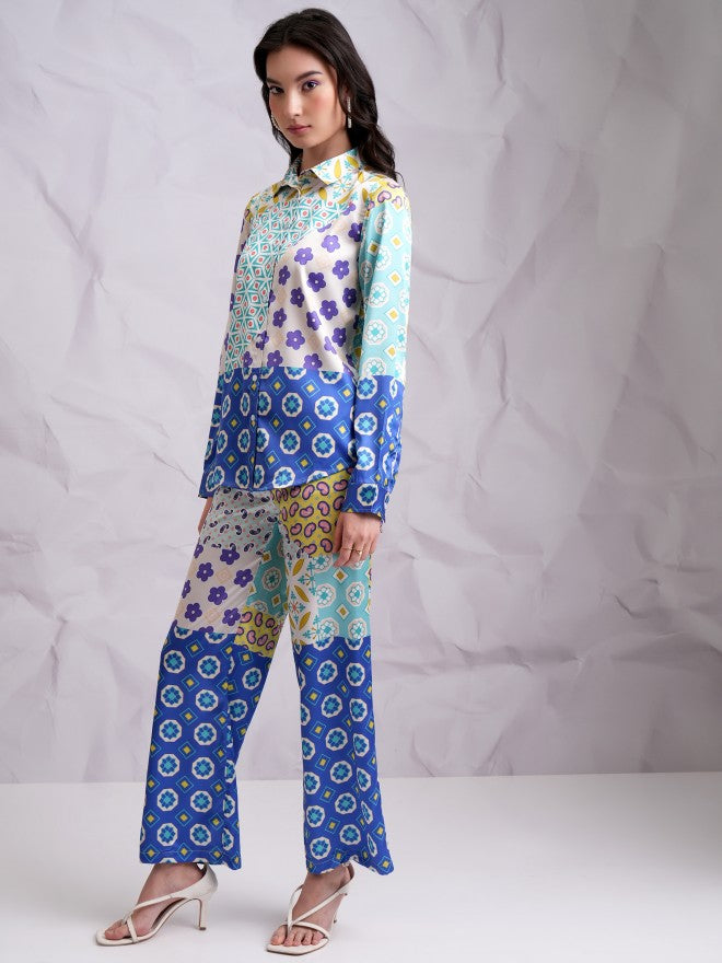Tokyo Talkies Women Blue Top With Trouser Co-Ords - Blue - Image 2