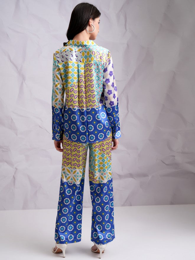 Tokyo Talkies Women Blue Top With Trouser Co-Ords - Blue - Image 3