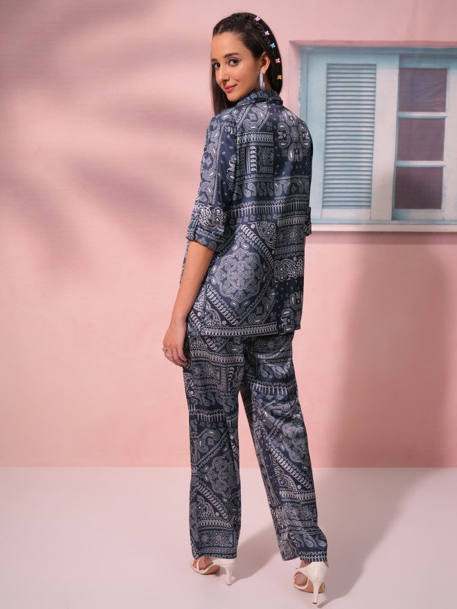 Tokyo Talkies Women Blue Blazer With Trouser - Blue - Image 3