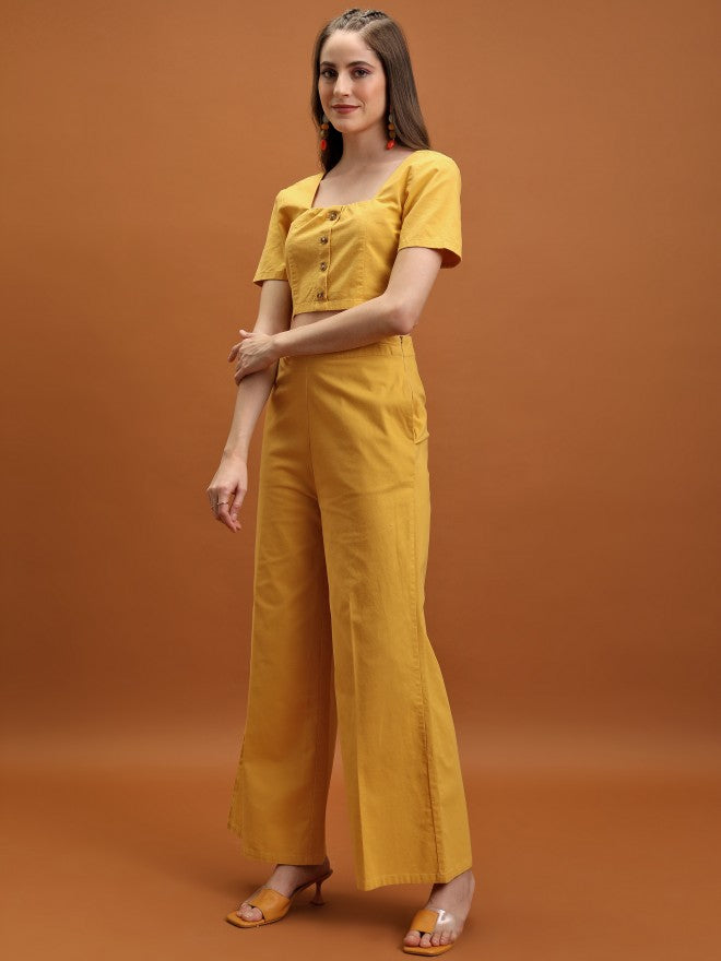Tokyo Talkies Women Yellow Top With Trousers Co-Ords - Yellow - Image 2