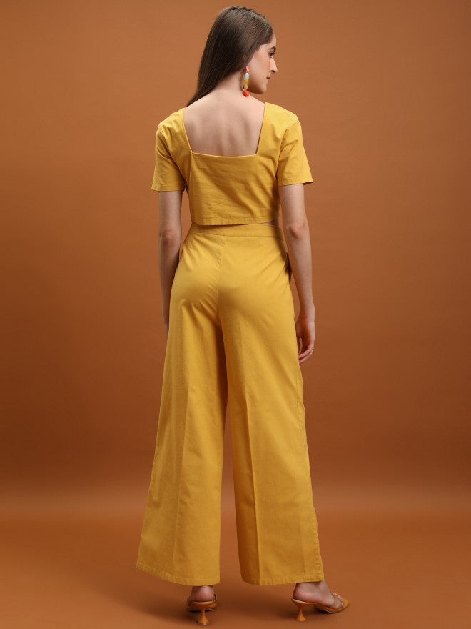 Tokyo Talkies Women Yellow Top With Trousers Co-Ords - Yellow - Image 3