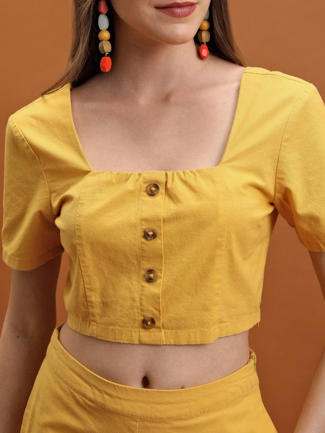Tokyo Talkies Women Yellow Top With Trousers Co-Ords - Yellow - Image 5