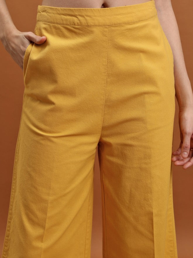 Tokyo Talkies Women Yellow Top With Trousers Co-Ords - Yellow - Image 6