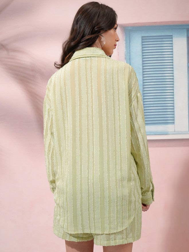 Tokyo Talkies Women Green Shirt With Short - Green - Image 3