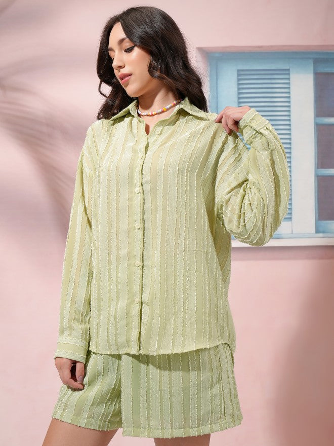 Tokyo Talkies Women Green Shirt With Short - Green - Image 4