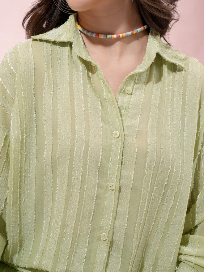 Tokyo Talkies Women Green Shirt With Short - Green - Image 5