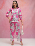 Tokyo Talkies Women Pink Shirt With Trouser Co-Ords - Pink - Image 1