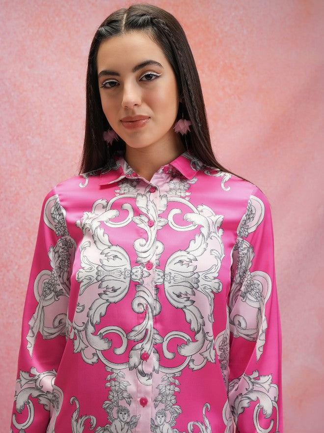 Tokyo Talkies Women Pink Shirt With Trouser Co-Ords - Pink - Image 8