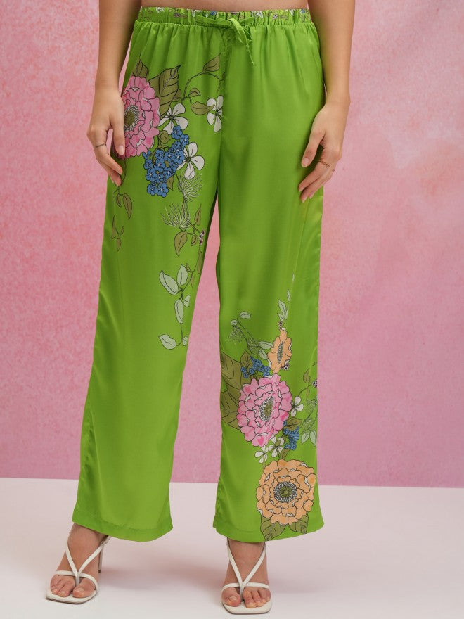 Tokyo Talkies Women Green Shirt With Trouser Co-Ords - Green - Image 7