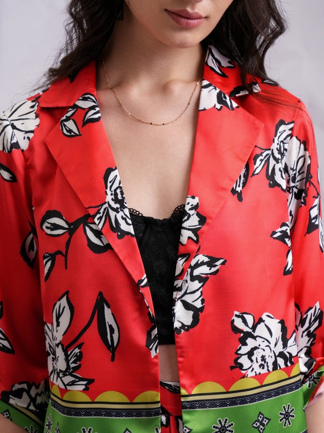 Tokyo Talkies Women Red Top With Trouser Co-Ords - Red - Image 5