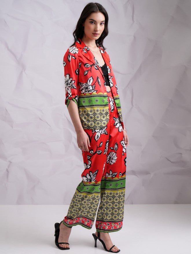 Tokyo Talkies Women Red Top With Trouser Co-Ords - Red - Image 6