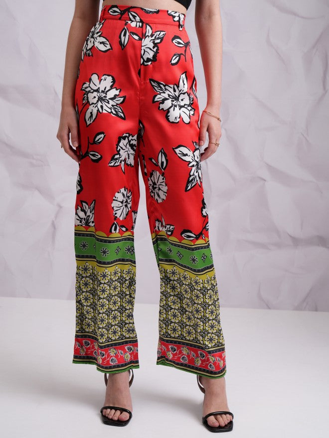 Tokyo Talkies Women Red Top With Trouser Co-Ords - Red - Image 8