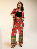 Tokyo Talkies Women Red Top With Trouser Co-Ords - Red - Image 1