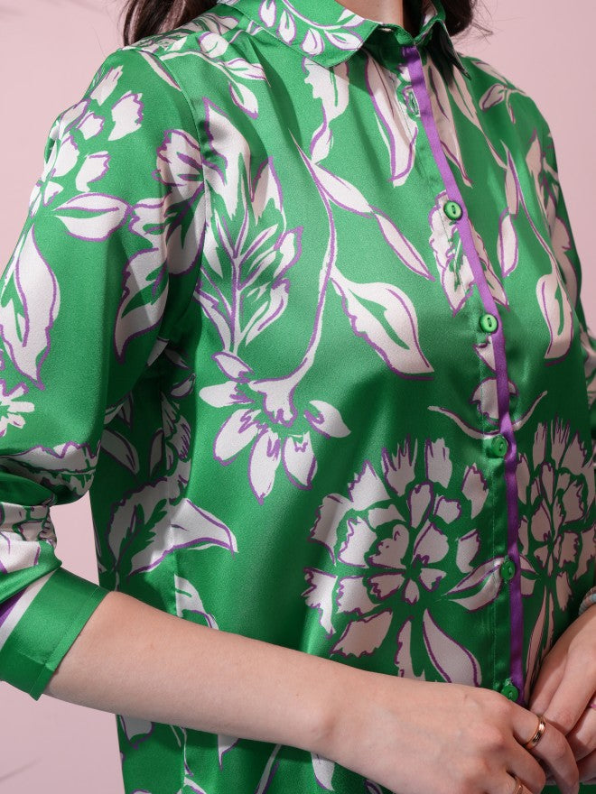 Tokyo Talkies Women Green Top With Trouser Co-Ords - Green - Image 5