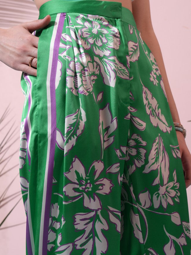 Tokyo Talkies Women Green Top With Trouser Co-Ords - Green - Image 6