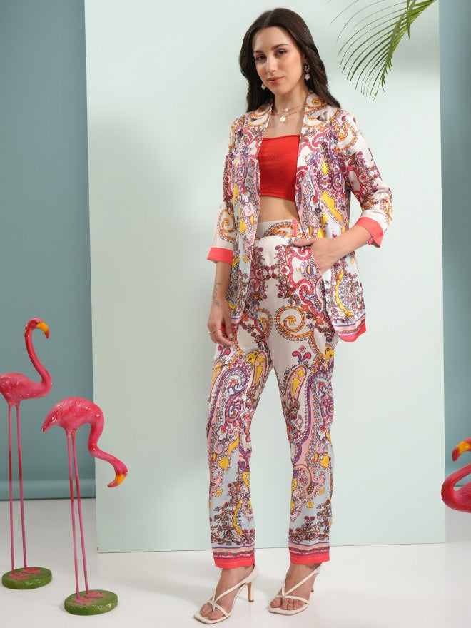 Tokyo Talkies Women Off White Coat With Trouser Co-Ords - Off White - Image 2