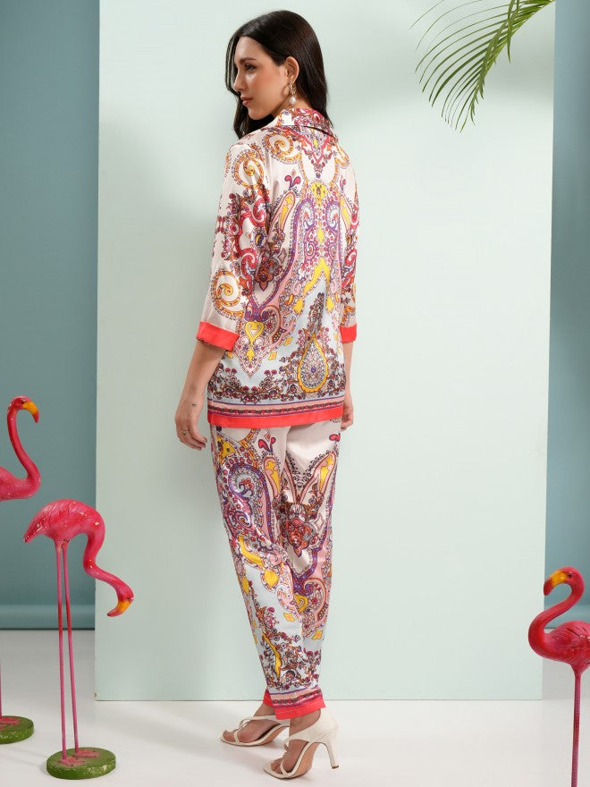 Tokyo Talkies Women Off White Coat With Trouser Co-Ords - Off White - Image 3