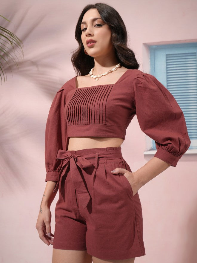 Tokyo Talkies Women Terracotta Top With Short - Terracotta - Image 4
