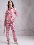 Tokyo Talkies Women Pink Shirt With Trousers Co-Ords - Pink - Image 1