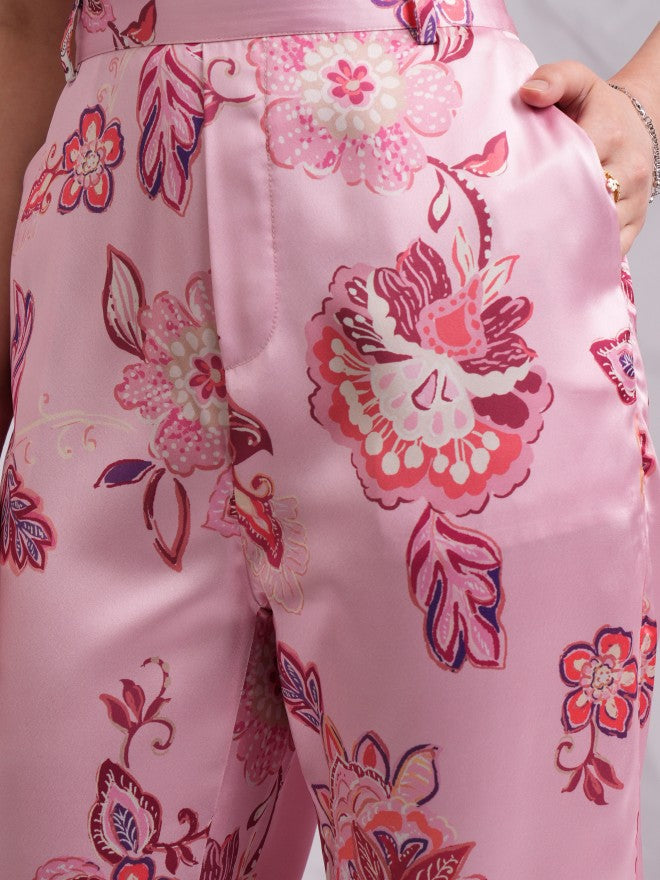 Tokyo Talkies Women Pink Shirt With Trousers Co-Ords - Pink - Image 8