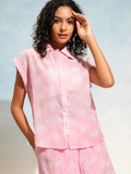 Tokyo Talkies Women Pink Shirt With Shorts Co-Ords - Pink - Image 1