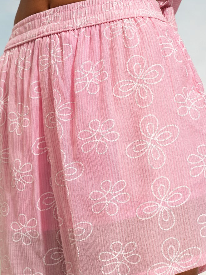 Tokyo Talkies Women Pink Shirt With Shorts Co-Ords - Pink - Image 7