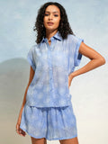 Tokyo Talkies Women Blue Shirt With Short - Blue - Image 1